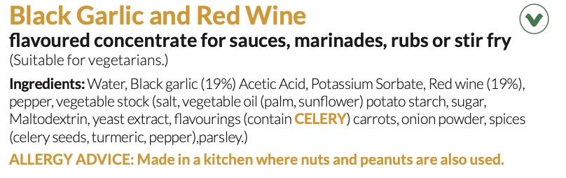 Black garlic ingredients
