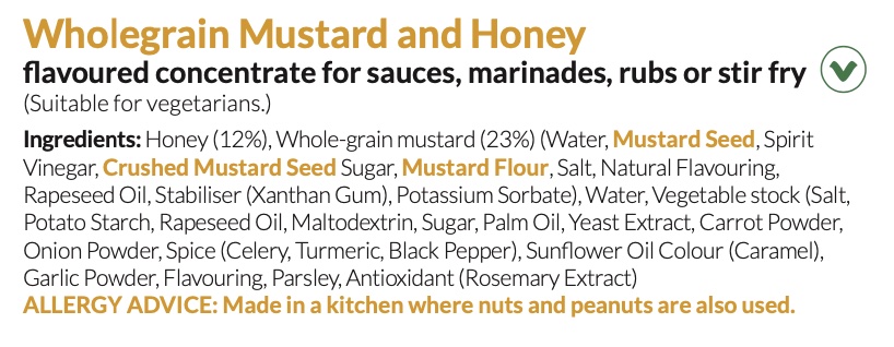 Mustard Honey ingredients